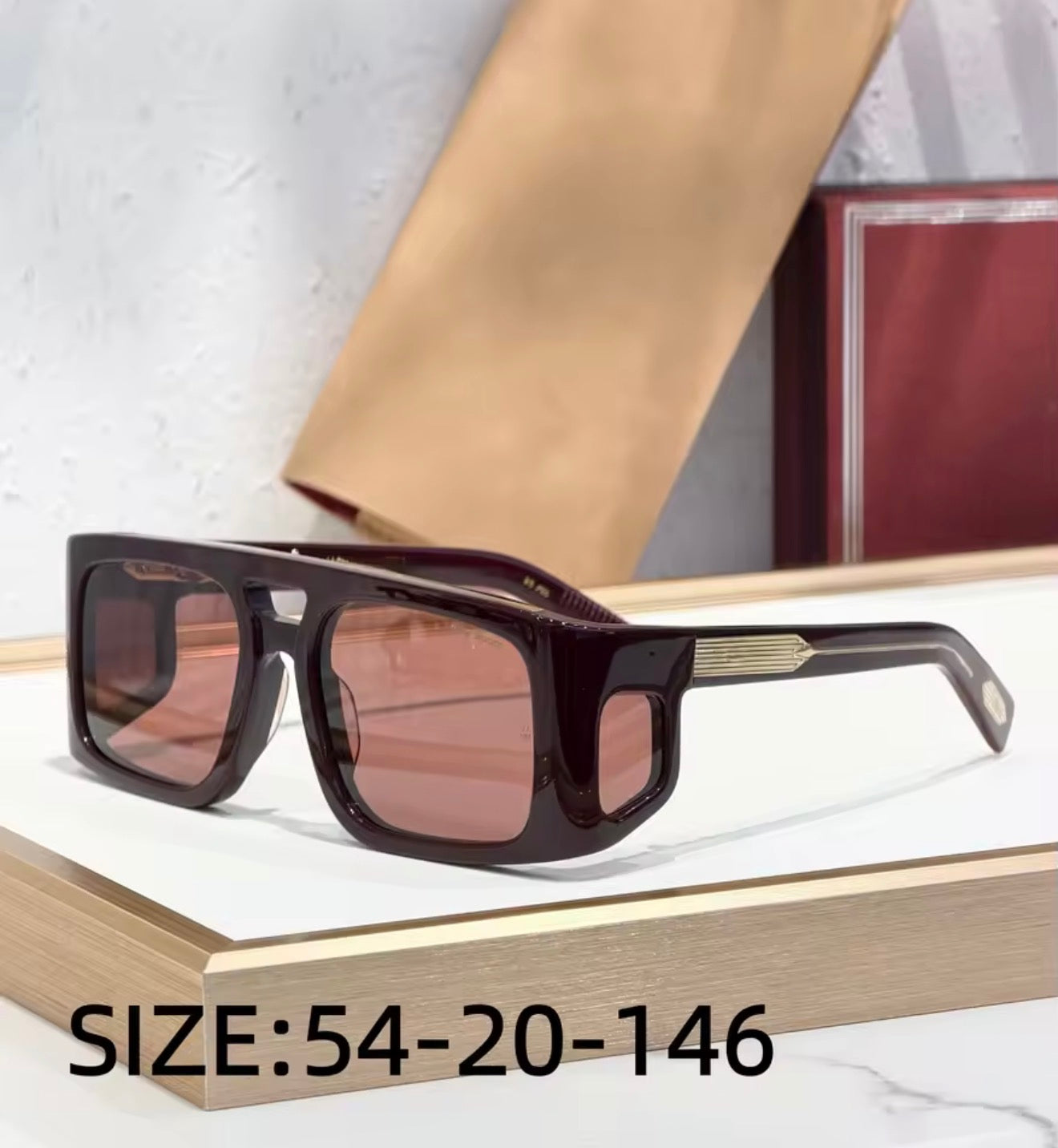 JMM-WINDSOR Rectangular Sunglasses Thick Acetate Double Bridge High Quality UV400 Gift Men Women