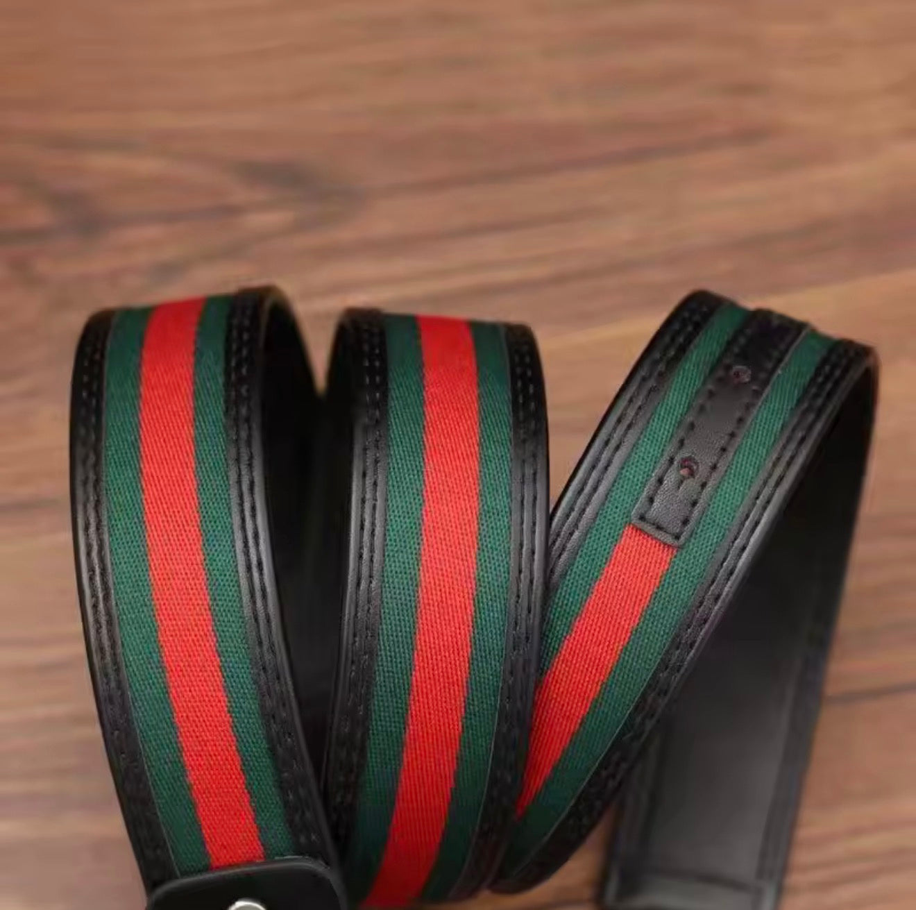 2026 Men’s Fashion Red Green Fabric Casual Denim Belt with Smooth Buckle