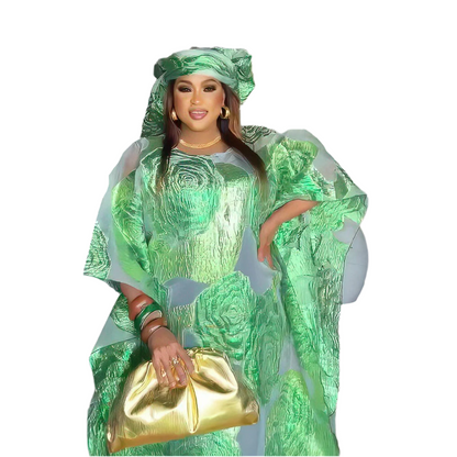 African Women’s Two-Piece Set with Headscarf – Turkish Style Ethnic Dress (Delivered within 2-3 weeks from the day of purchase)