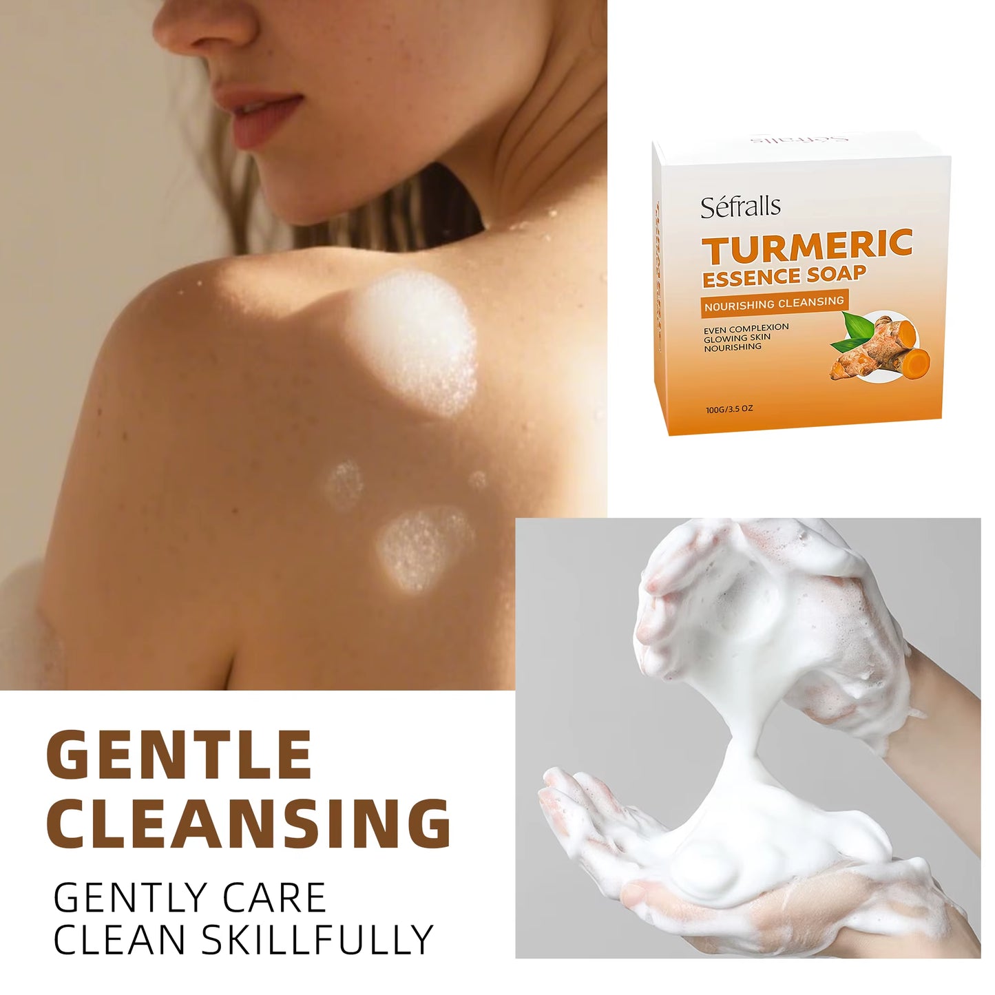 Séfralls Handmade Turmeric Soap 100Gfade Dark Spotsgentle Cleansingmoisturisinganti-Aginganti-Acnebrighteningbrighteningskincare
