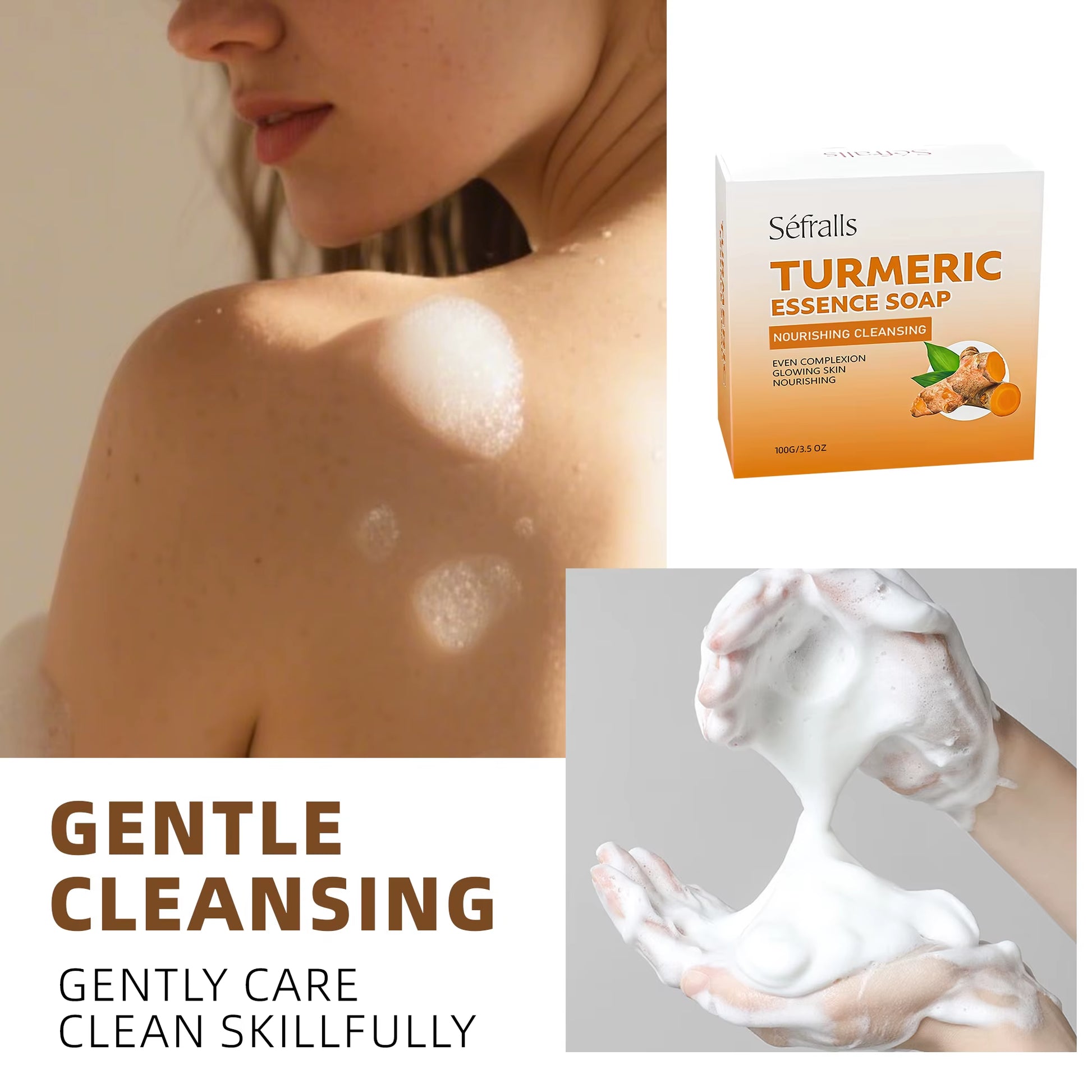 Séfralls Handmade Turmeric Soap 100Gfade Dark Spotsgentle Cleansingmoisturisinganti-Aginganti-Acnebrighteningbrighteningskincare