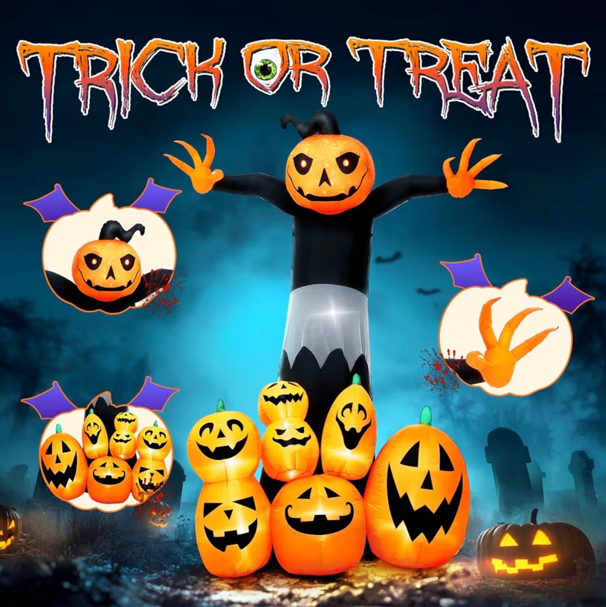 Warmiehomy 8.8FT Halloween Inflatable Giant Pumpkin Ghost