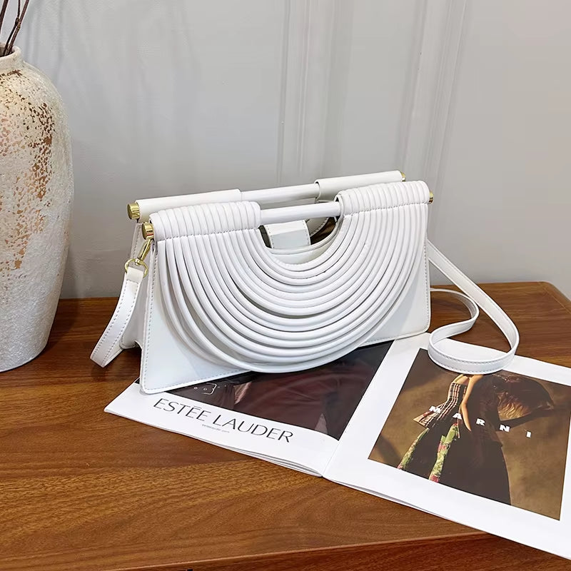 Branded Luxury Evening Clutch Purse for Women Noodles Design Golden Crossbody Bag for Wedding Dinner Party Designer Handbag 2025