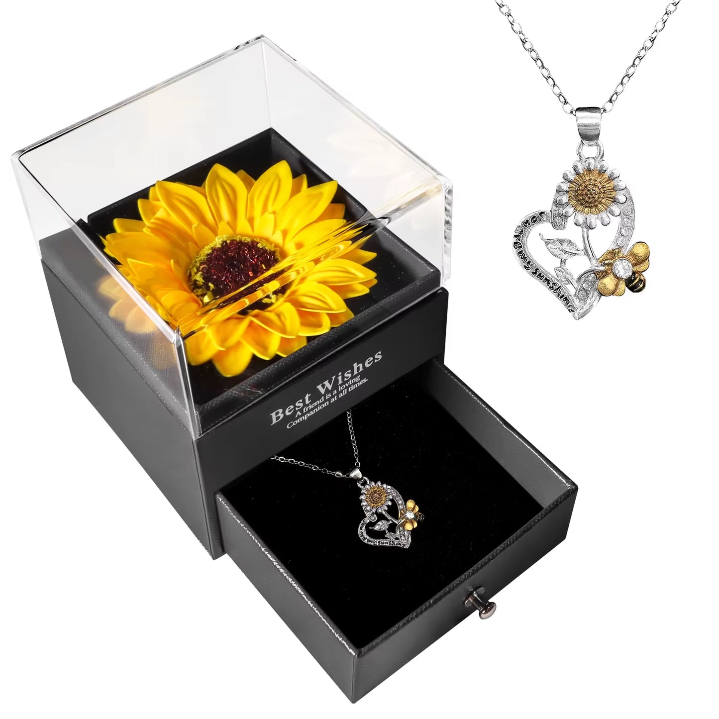 Eternal Rose Jewelry Box with 100 Languages "I Love You" Necklace – The Ultimate Romantic Gift!