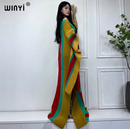 WINYI Women’s Winter Knitted Elastic Maxi Long Dress Caftan