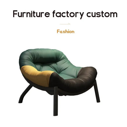Lazy Cowhide High Rebound Sofa Chair Single Person Light Luxury Lazy Sofa Chair Italian Minimalist Living Room Leisure Chair