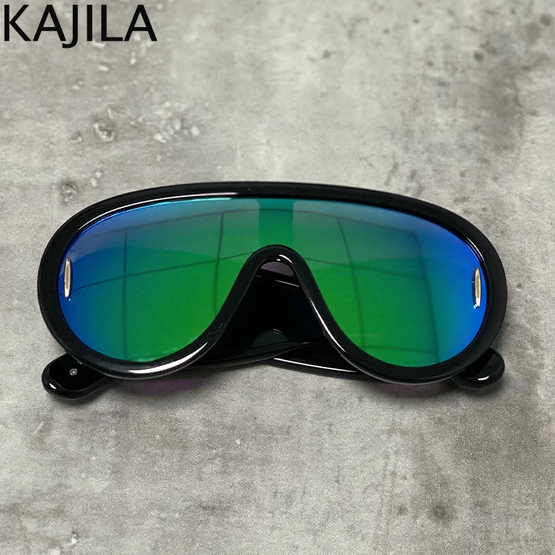 Oversized Wave Mask One-Piece Sunglasses Women Y2K Punk Sports Sun Glasses for Lady 2025 Luxury Brand Steampunk Eyewear Goggle