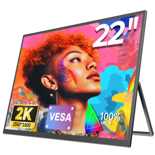 Umax 22 Touch/No Touch Computer Display 22" Monitor 2K 1440P 100% Srgb IPS Screen W/ Stand for Laptop PC Mac Phone Game