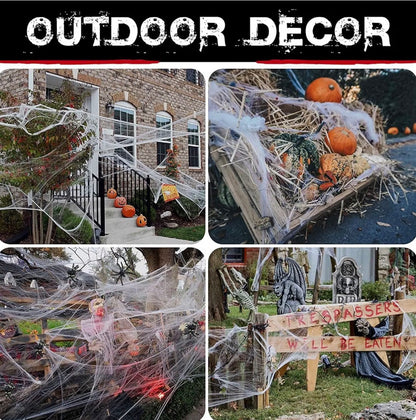 Halloween Spider Web Decoration 300g with 100 Black Spiders | Minja Superstore