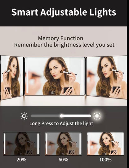 Umitec Adjustable LED 3-Way Mirror with Shelf