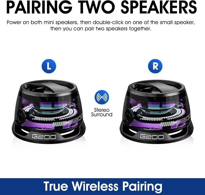 G200 Portable Bluetooth Speaker with RGB Lighting, Magnetic Design, Bluetooth 5.3 Technology, Compact Sound Box, 7-Hour Playback, and Integrated Phone Holder
