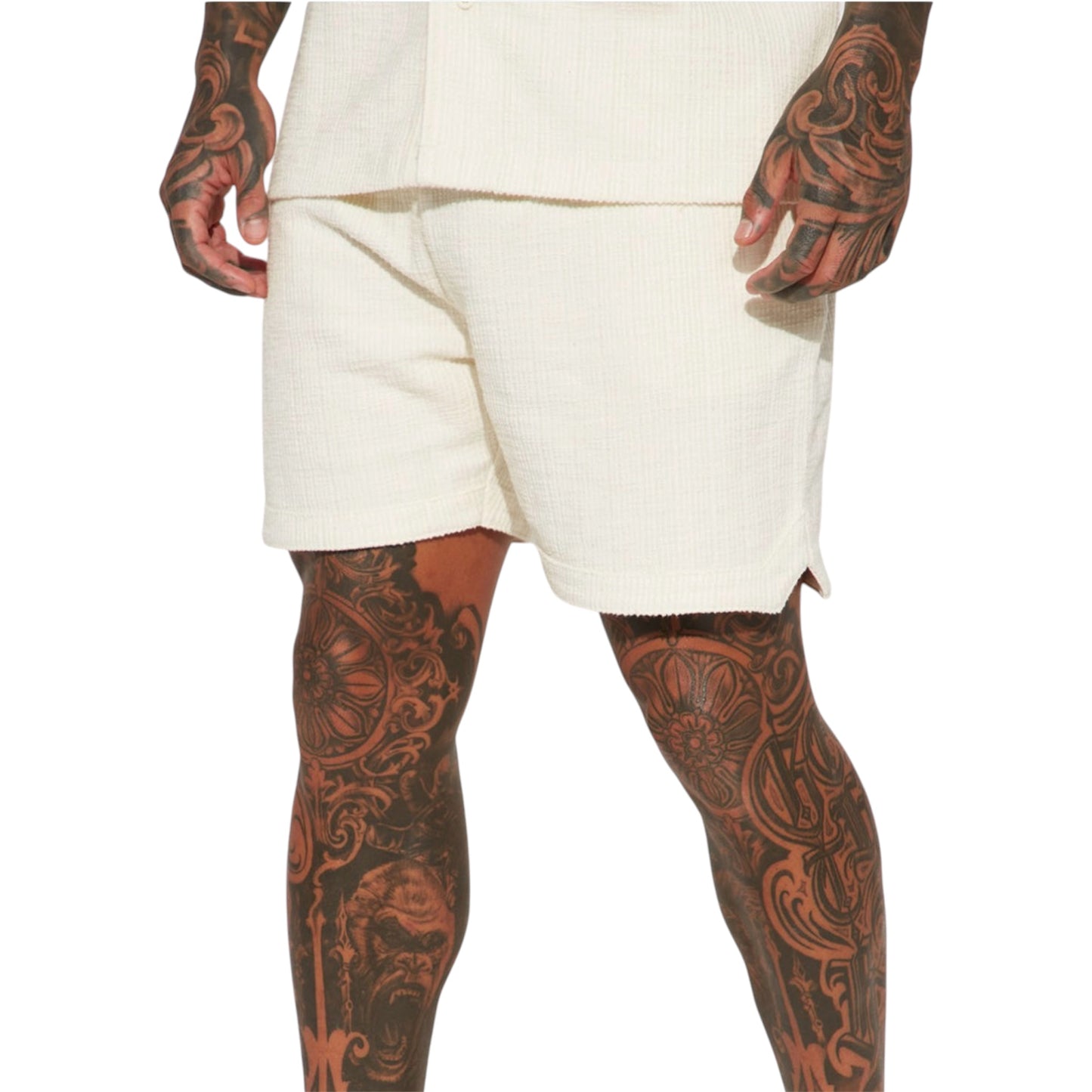 Dean Textured Shorts Cream