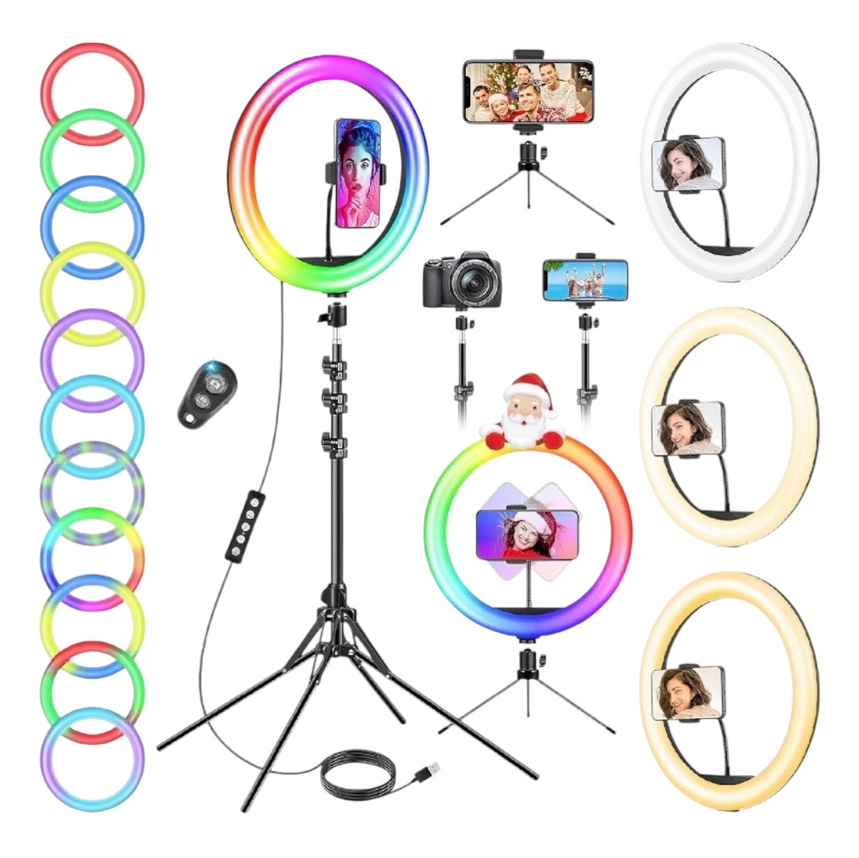 ATUMTEK 12-inch Ring Light Tripod 63-inch LED Selfie Light Remote