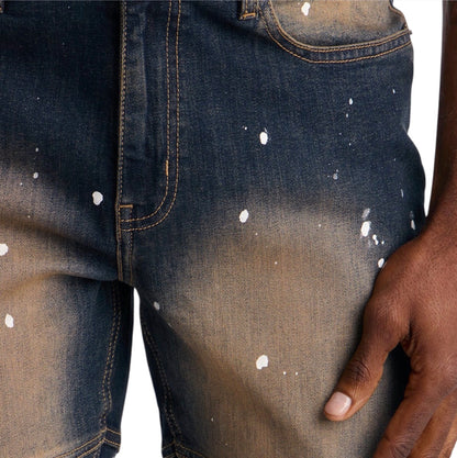 Stacked Skinny Flare Hazmat Cargo Jeans Dark Wash