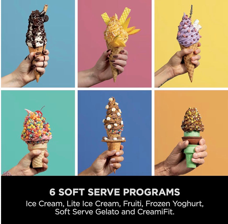 CREAMi Scoop and Swirl Ice Cream Machine with 2x Tubs, 13 Functions, Makes Ice Cream, Soft Serve, Gelato, Sorbet, Milkshakes and More, Mix-In Option, Stone Gold, NC701UKSTGD