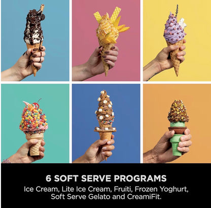 CREAMi Scoop and Swirl Ice Cream Machine with 2x Tubs, 13 Functions, Makes Ice Cream, Soft Serve, Gelato, Sorbet, Milkshakes and More, Mix-In Option, Stone Gold, NC701UKSTGD