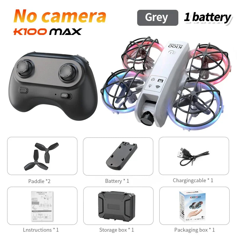 K100 Max Mini RC Drone 4K Professional HD Camera Optical Flow Positioning Colorfuls Dron Foldable RC Quadcopter Toys for Kids