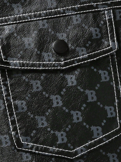 Men Geo Print Flap Pocket Rave Jacket