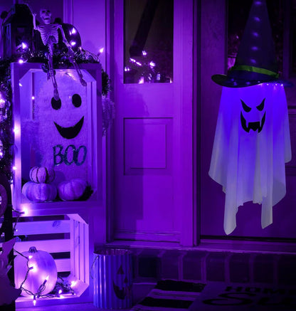 Jsdoin Light-Up Hanging Halloween Ghost | Grim Reaper Skull Decoration