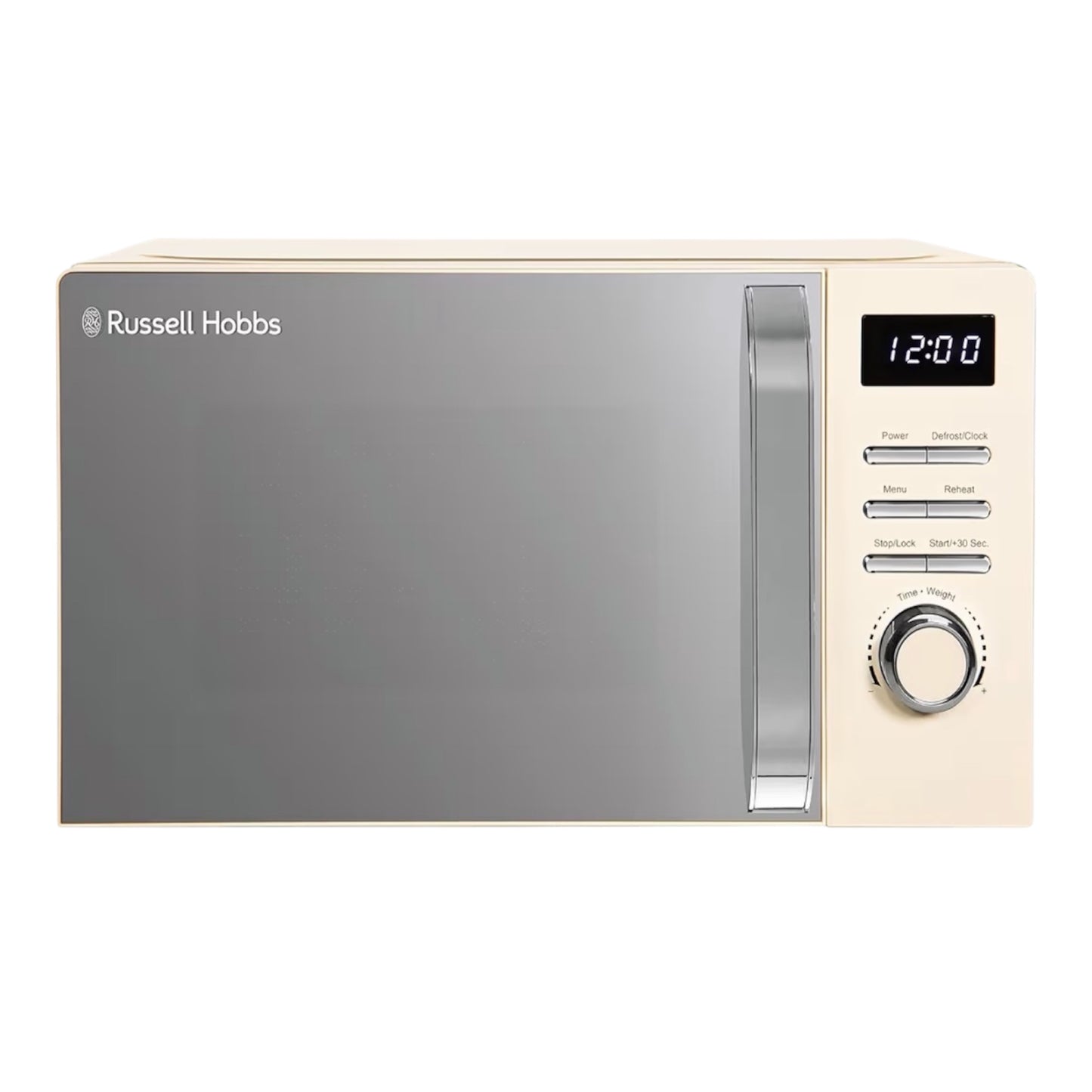 Russell Hobbs Digital Microwave 20L 800W in Cream with 5 Power Levels, Pull Handle Door & Button Control, Clock & Timer, Automatic Defrost, Easy Clean, 8 Auto Cook Menus RHMD818C
