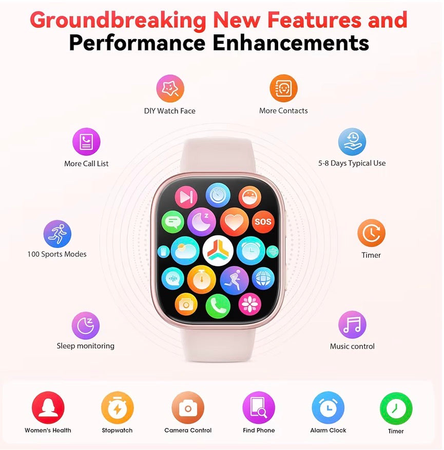 2026 Smart Watch 1.83 HD Bluetooth Calling 120+ Sports Modes Android iOS