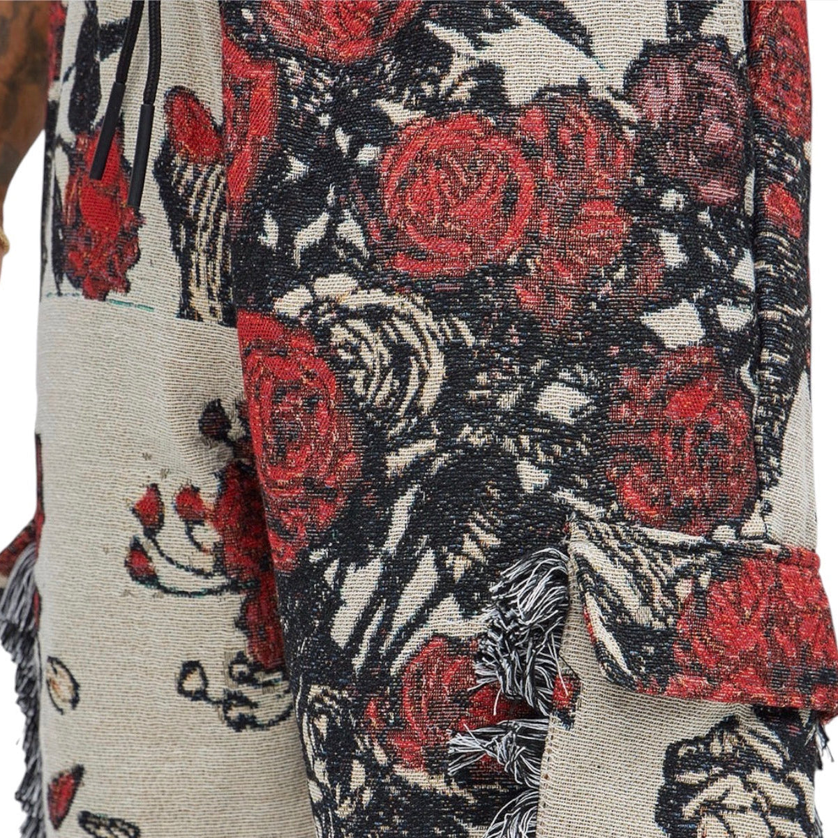 Straight Petals Tapestry Cargo Pants Red Combo