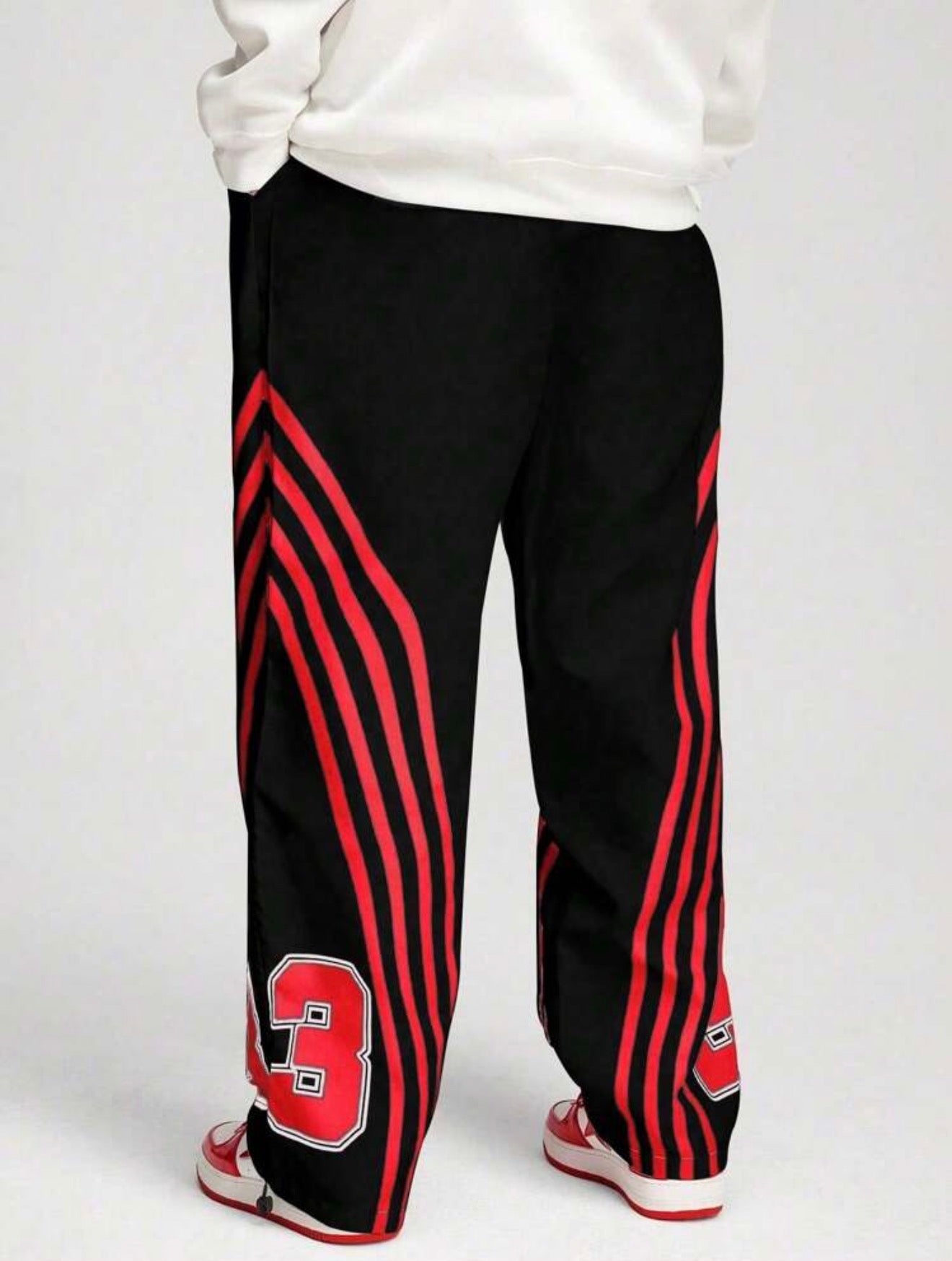 ROMWE MEN Prep Casual Letter Print Pocket Pants