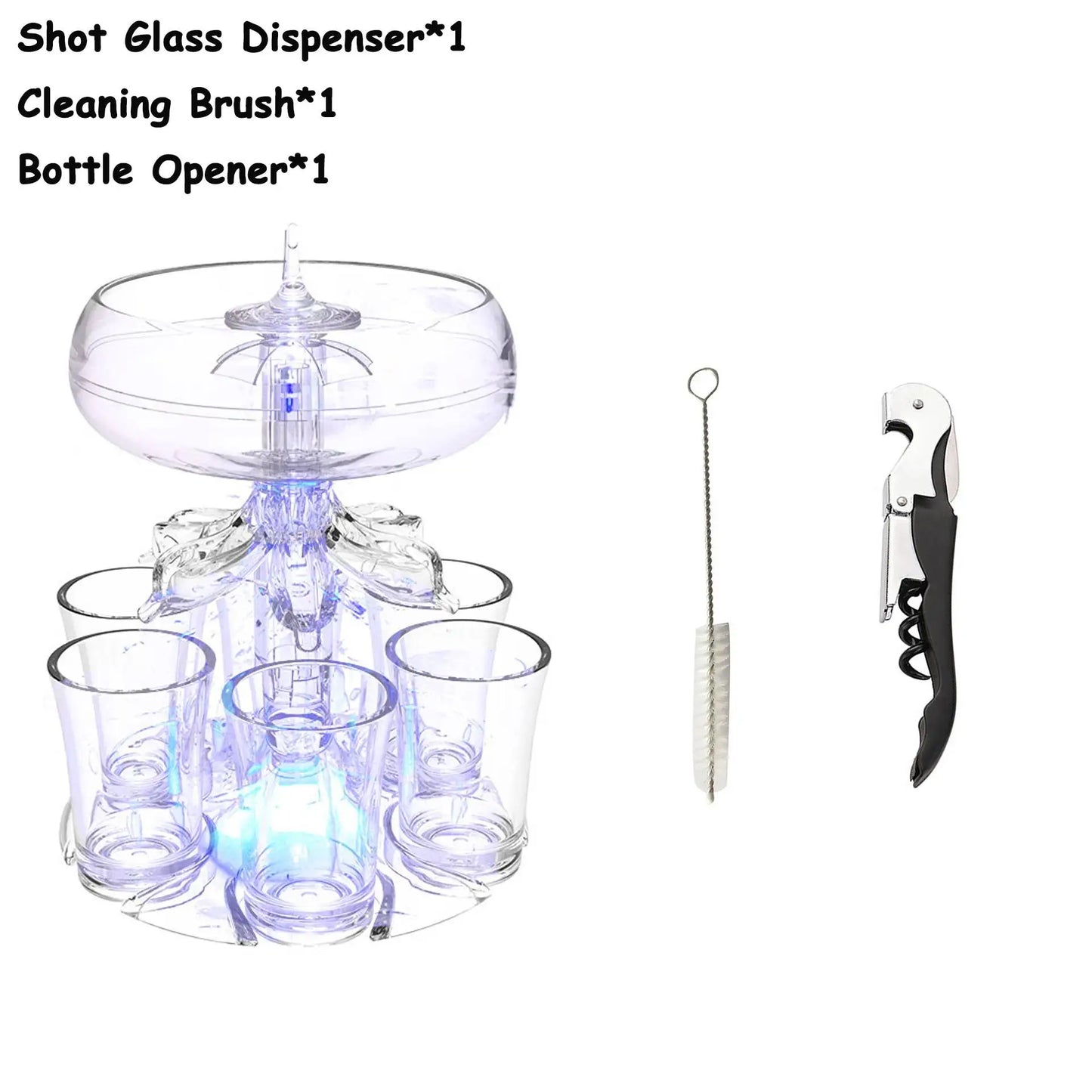 Adjustable Shot Glass Dispenser and Holder Made of Food Grade Plexiglass Shot Dispenser with 6 Drinking Glasses for Parties