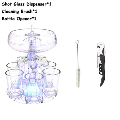 Adjustable Shot Glass Dispenser and Holder Made of Food Grade Plexiglass Shot Dispenser with 6 Drinking Glasses for Parties