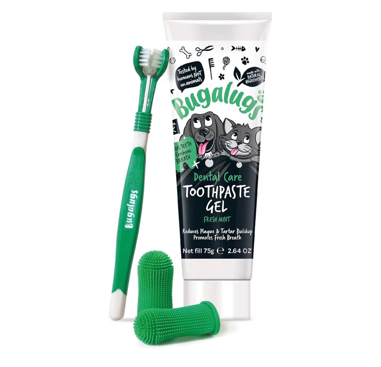 Bugalugs Dog & Cat Dental Care Kit Toothpaste Toothbrush Set