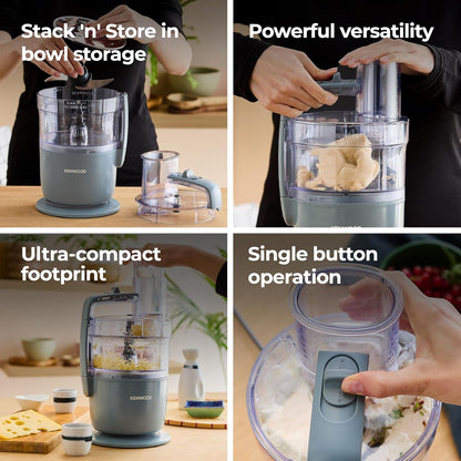 , Multipro Go FDP22.​130GY, Food Processor, for Chopping, Slicing, Grating, Pureeing and Kneading Dough, with Express Serve, 1.3L Bowl, Knife Blade, 4Mm Slicing/Grating Disk, 650 Watts, Grey