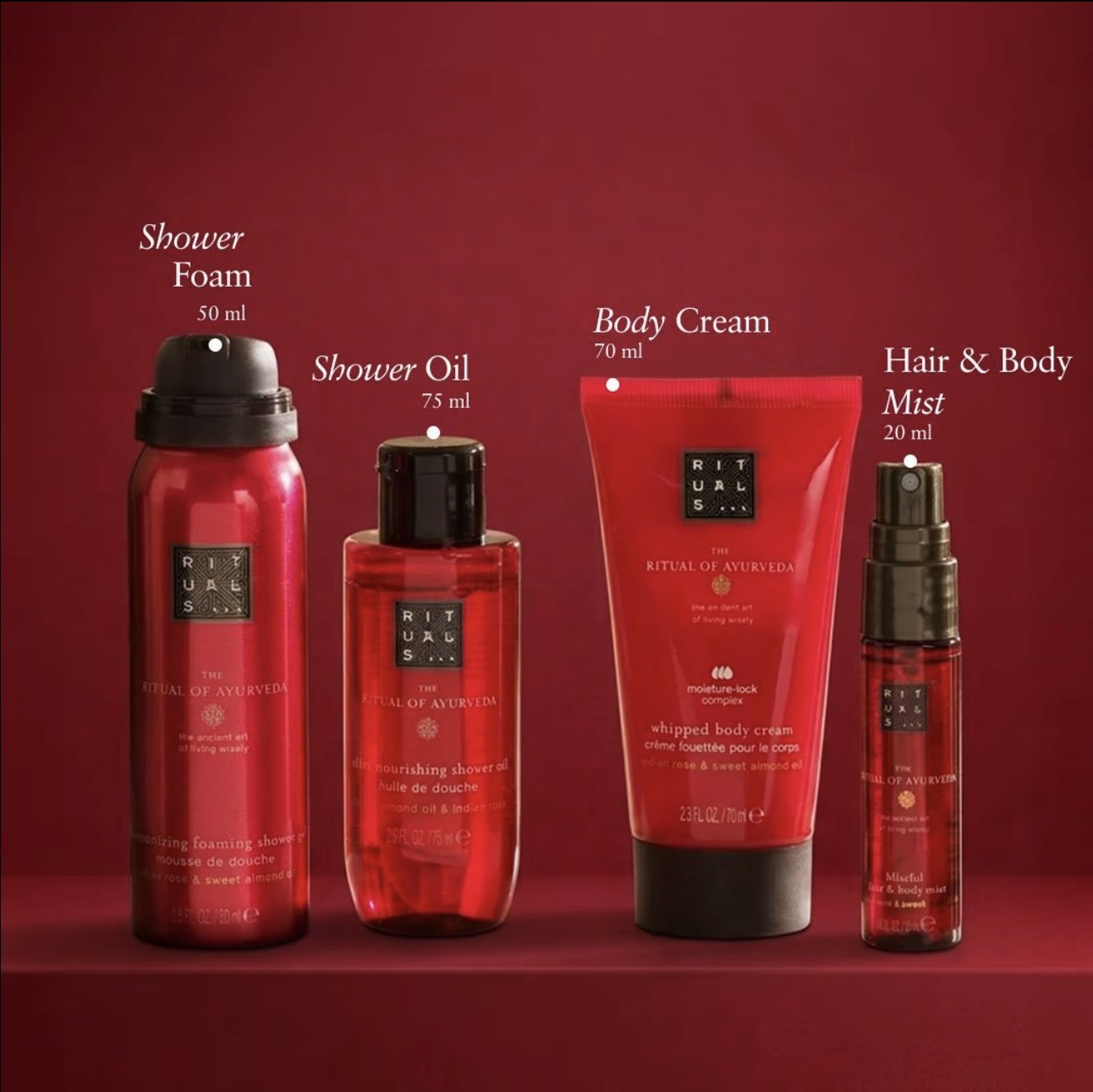 RITUALS The Ritual of Ayurveda Small Gift Set Shower Foam Cream Mist Oil