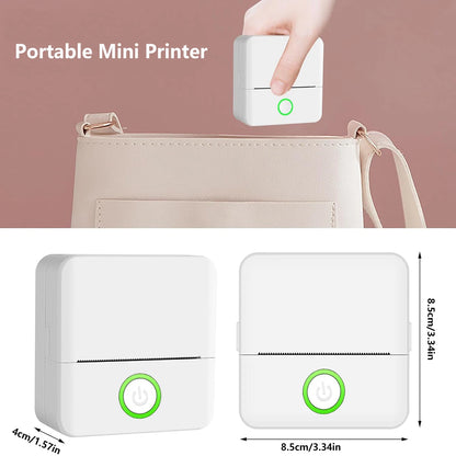 Compact Inkless Sticker Printer - Portable Thermal Printer for Photos, Journals, and Memos