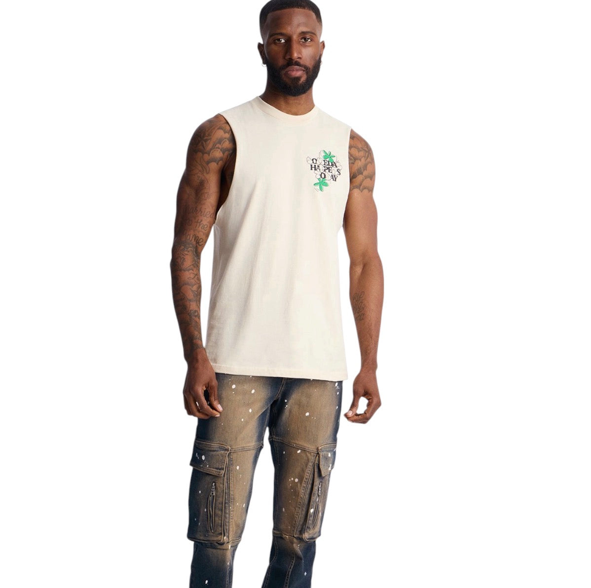 Stacked Skinny Flare Hazmat Cargo Jeans Dark Wash