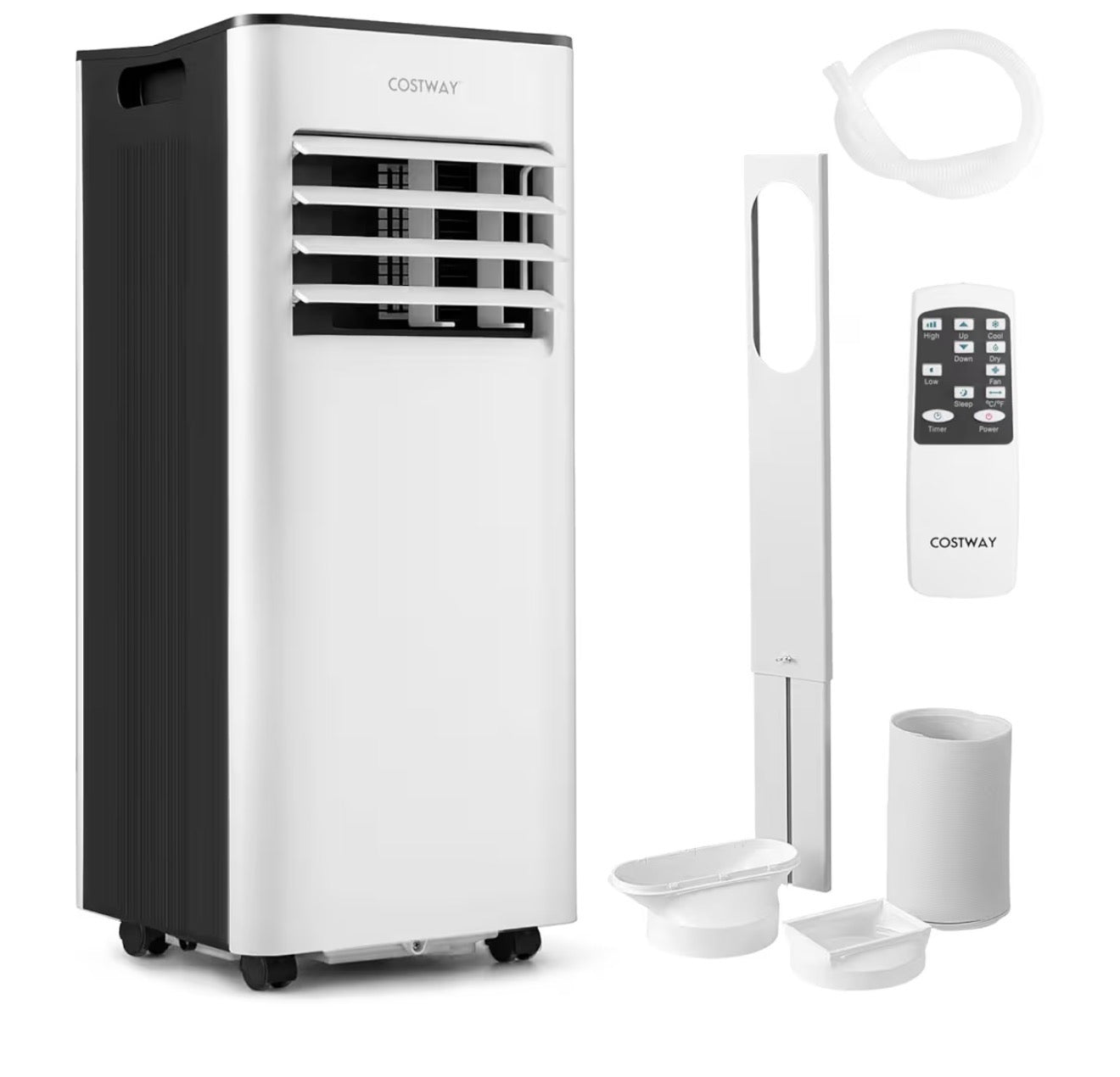 4-in-1 Portable Air Conditioner 9000 BTU, Air Conditioning Unit with 2 Speeds Fan, Dehumidifier & Sleep Mode, AC Unit with LED Display, Remote Control, 24H Timer, Child Lock & Window Kits