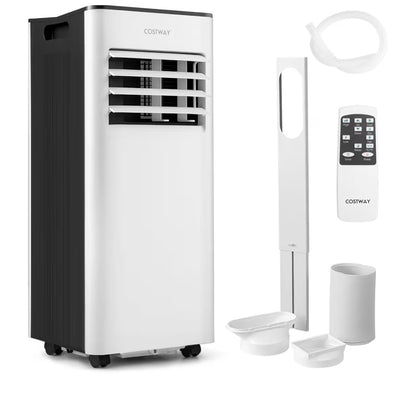 4-in-1 Portable Air Conditioner 9000 BTU, Air Conditioning Unit with 2 Speeds Fan, Dehumidifier & Sleep Mode, AC Unit with LED Display, Remote Control, 24H Timer, Child Lock & Window Kits