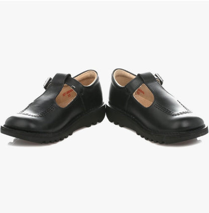 Kickers Girls’ Kick T Bar Black School Shoes