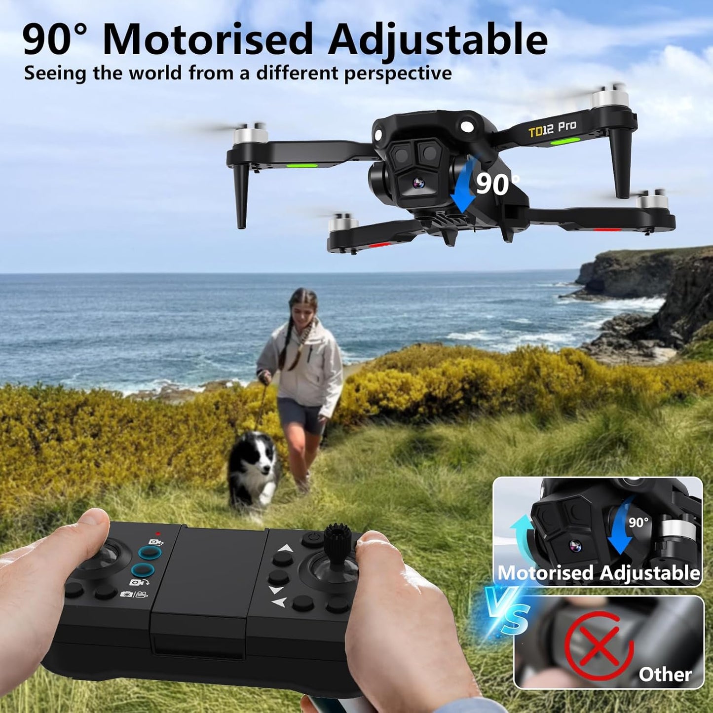 Drone for Beginners, Drone with Camera 4K Foldable Mini Drones with Optical Flow Positioning, Headless Mode, One-Key Takeoff/Landing, Brushless Motor Drones for Adults, TD12PRO
