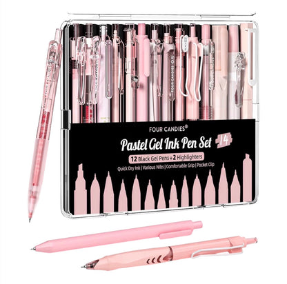 Four Candies 14 Pack Gel Ink Pens 0.5mm Pastel Highlighters