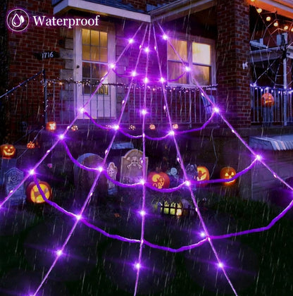Giant Halloween Spider 6.7ft with 250 LED Lights & Large Web | Minja Superstore