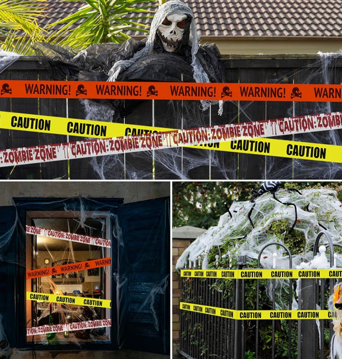 Jsdoin 30m Halloween Caution Tape | Yellow Hazard Decor