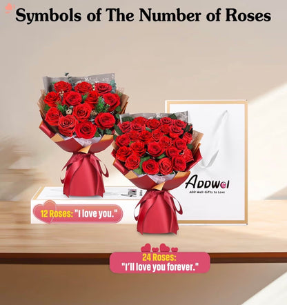 ADDWel 12 Forever Real Roses Bouquet, Fresh Flowers Delivery, Eternal Rose Gifts for Women, Wife, Girlfriend& Mum on Christmas, Valentine's Day, Anniversary& Mother's Day