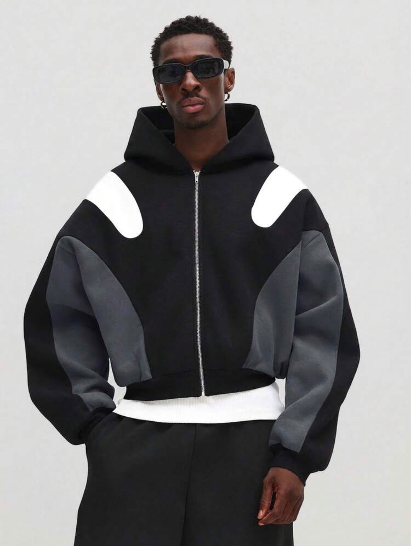 SUMWON Cropped Zip Up Hoodie