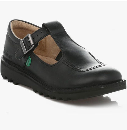 Kickers Girls’ Kick T Bar Black School Shoes