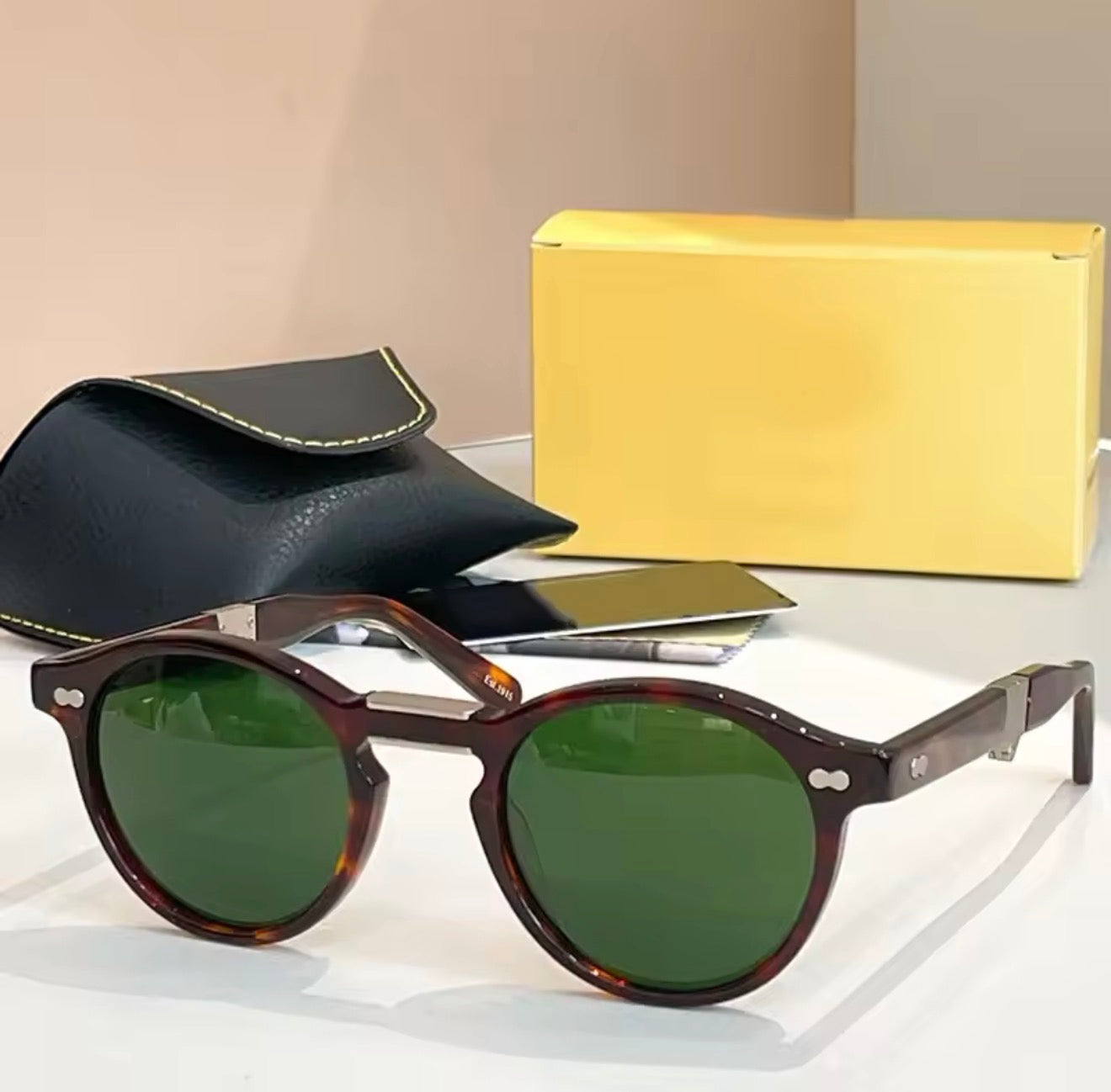 FOLD Round Acetate Foldable Sunglasses for Men and Women High Quality UV400 Outdoor Optical Prescription Classical Eyeglasses