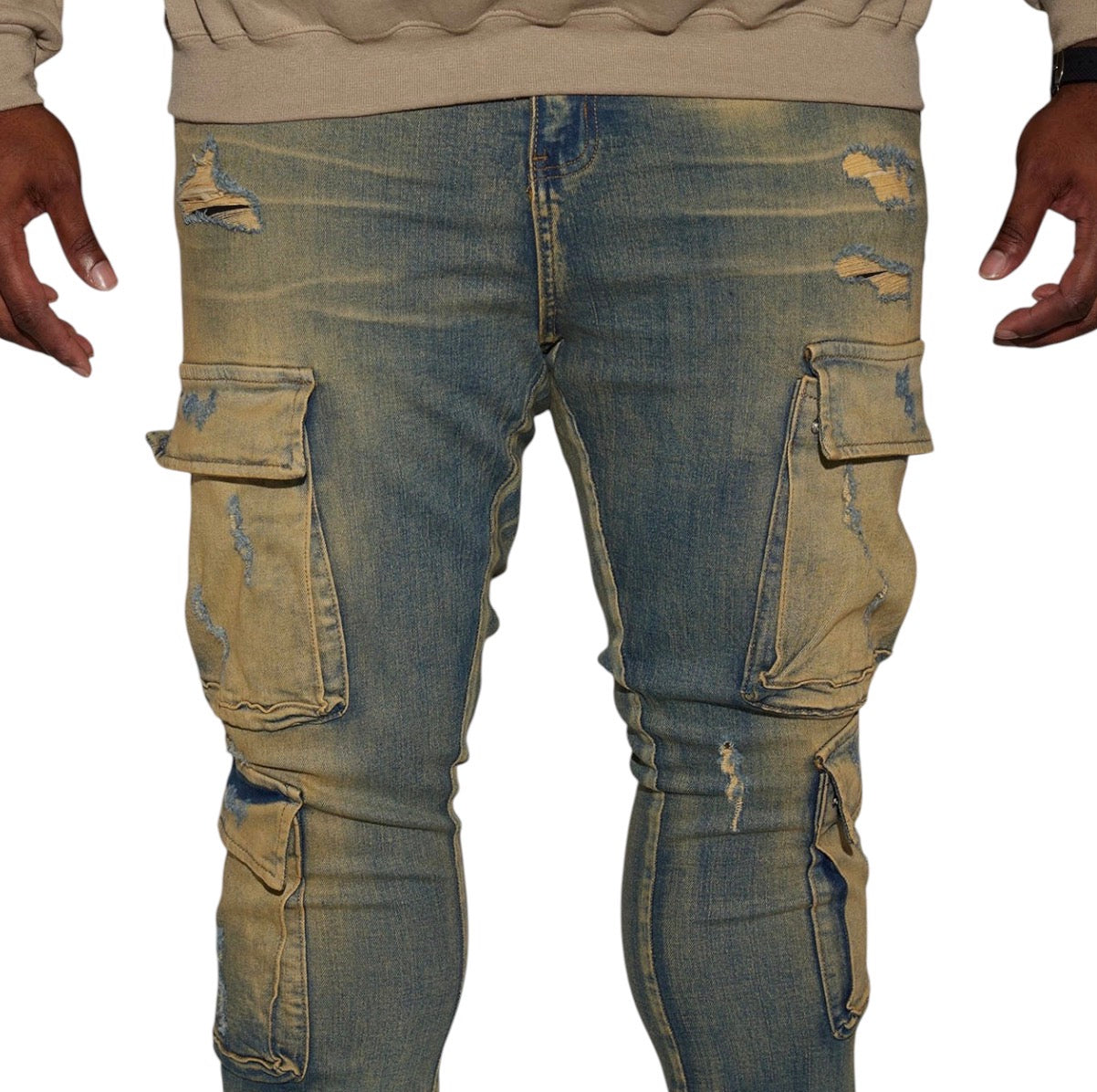 On The Set Stacked Skinny Snap Flare Jeans Vintage Wash