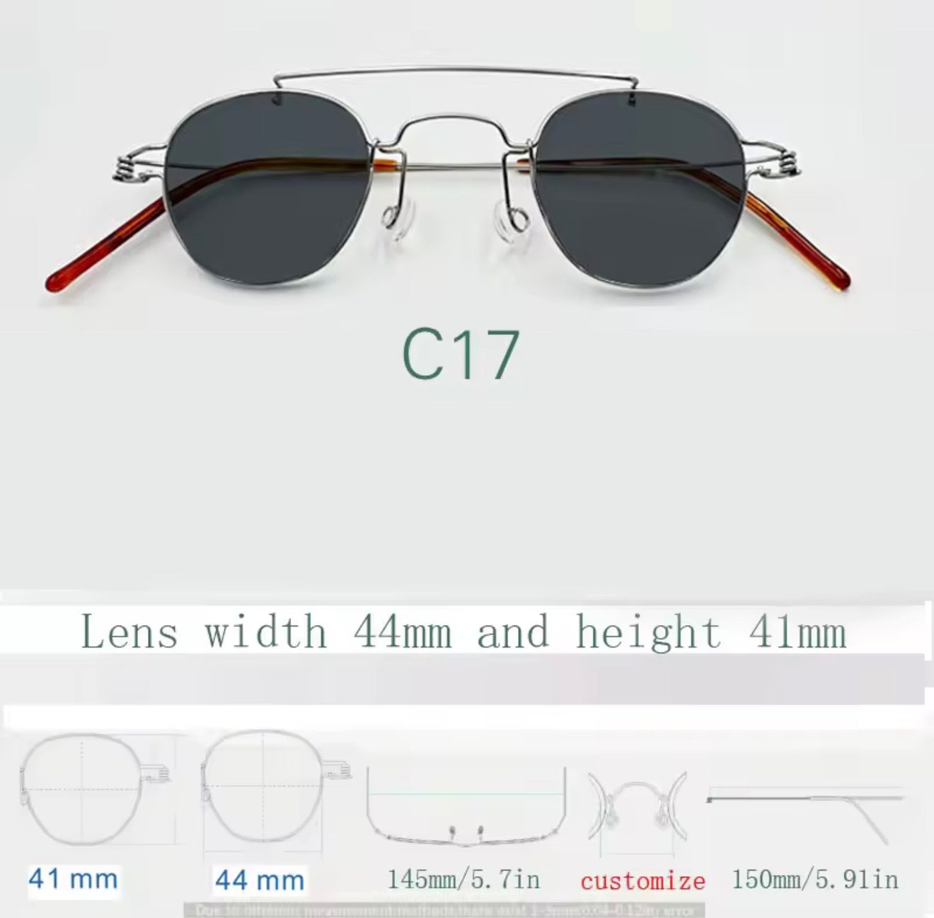 Retro style handmade screw free UV400 polygonal sunglasses ultra light vintage fashion double nose bridge sunnies