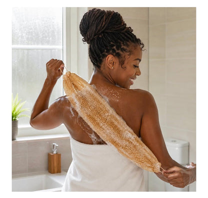 African Net Sponge 2 Pack | Long Exfoliating Shower & Back Scrubber