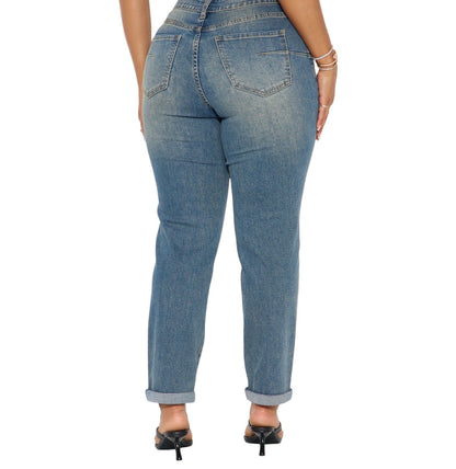 Clara Super Stretch Sculpting Mom Jeans Vintage Wash