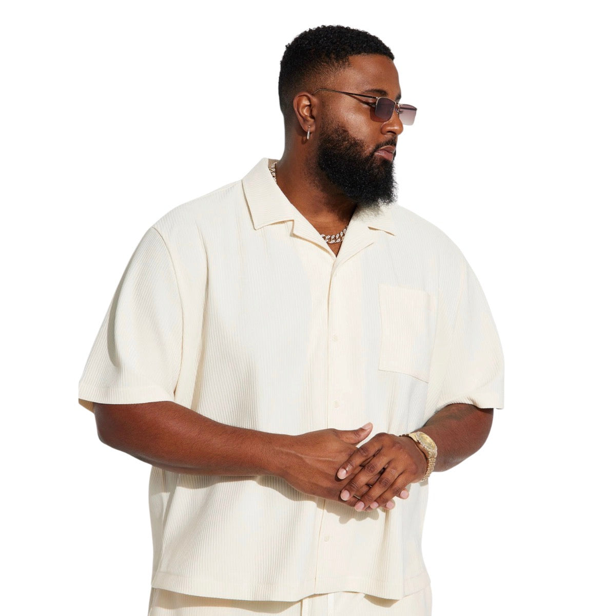 Show Up Short Sleeve Cuban Shirt Off White